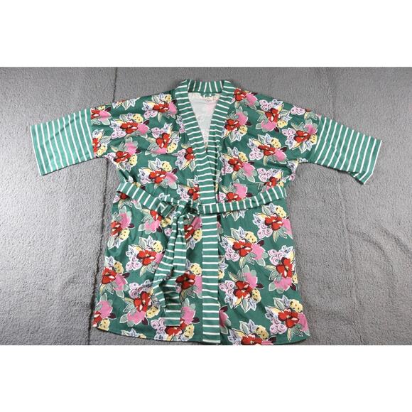 New Pact Organic Womens Medium Large Staycation Kimono Floral Print Robe - Picture 1 of 6